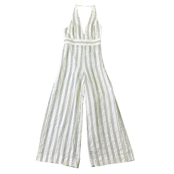 & Other Stories Linen Blend Jumpsuit Stripe White Open Back Size 6 Women's - Picture 3 of 16